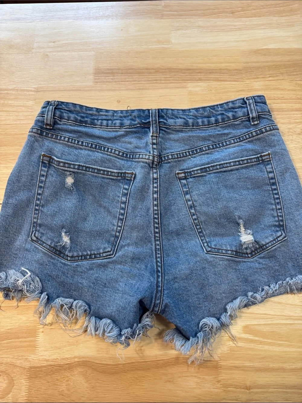 Black Label Distressed Blue Denim Jean Shorts